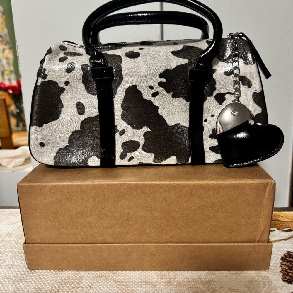 Black and White Cow Print Handbag